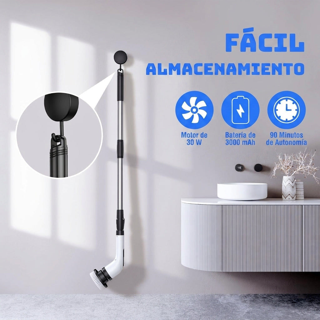Cepillo de limpieza eléctrico giratorio 9 en 1, inalámbrico e impermeable